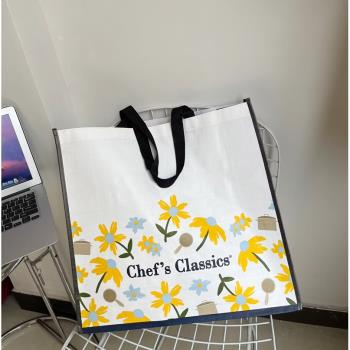 出口單！小清新雛菊大容量編織袋超市環保購物袋買菜包學生畫具包
