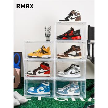 RMAX透明側開鞋盒AJ球鞋展示亞克力磁吸收納盒子塑料鞋柜網紅鞋墻