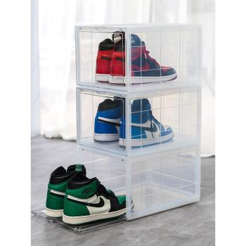日本高透明塑料鞋盒高幫運動鞋潮鞋收納盒家用可疊加防灰塵鞋箱大