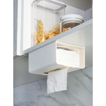 Fan home廚房無痕貼抽紙盒掛壁式免打孔簡約創意多功能廁所紙巾盒