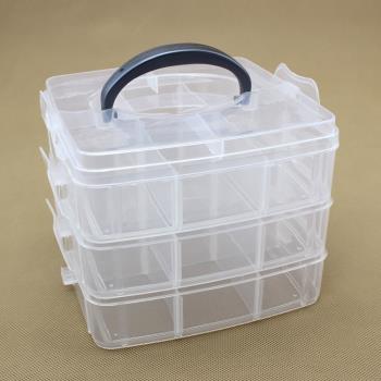 小號三層盒透明色塑料手提有蓋玩具收納箱衣物儲物雜物百納整理箱
