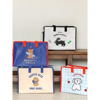 韓國romane可愛大容量防水手提置物袋衣物收納袋環保購物野餐拎袋