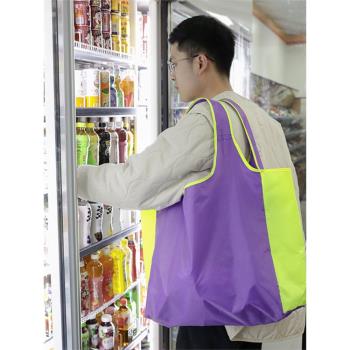 超大容量防水牛津布可折疊購物袋便攜純色拼接禮品環保收納手提袋