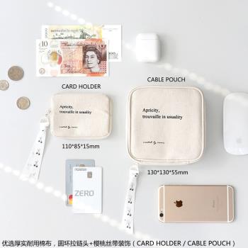 韓國進口iconic簡約甜美棉布名片卡包零錢包數碼整理包化妝收納包
