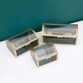 歐式奢華玻璃首飾盒飾品收納盒高檔創意桌面公主珠寶首飾展示盒