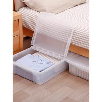 日本愛麗思床底收納箱 透明塑料整理箱子家用扁平超薄特大號UG725