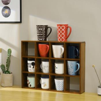 zakka實木桌面收納盒現代簡約水杯架置物架多層墻上壁掛格子儲物