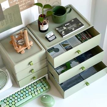 棟哈桌面收納盒抽屜式辦公室桌上多層文件柜化妝品儲物整理置物架