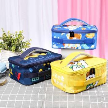 小學生專用飯盒袋可愛兒童扁平放手提袋子保溫加厚防水防油餐盒包