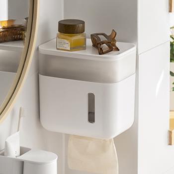 新款日式置物架衛生間紙巾盒廁所壁掛卷紙盒防水廁紙抽收納架簡約