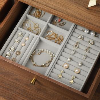 首飾展示托盤絨布手飾品珠寶戒指手鐲耳釘項鏈耳環收納盒放抽屜里