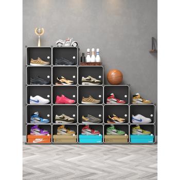 aj鞋盒收納盒透明鞋子神器網紅家用鞋柜省空間20個裝球鞋簡易鞋架