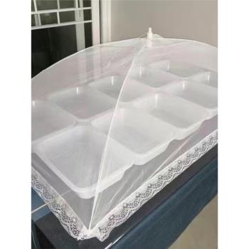 白色大號長方形防蒼蠅菜罩可折疊網紗食物罩防蚊餐桌罩家用飯菜蓋