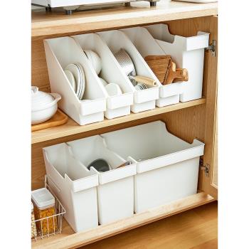 廚房斜角鍋具收納盒帶滑輪收納箱加深櫥柜鍋蓋收納筐整理盒儲物盒