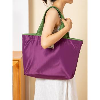新款抽繩環保超市買菜購物袋時尚逛街單肩包可折疊便攜防水手提袋