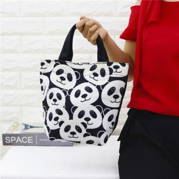 可愛卡通熊貓女生化妝包手提袋