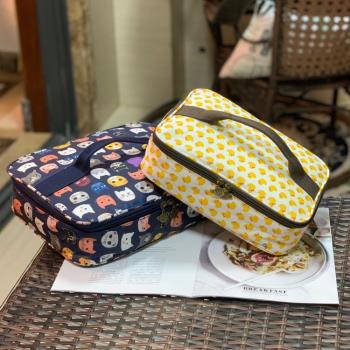 卡通大號飯盒袋橫版保溫大容量保鮮防水餐盒兒童餐盤袋手提便當包