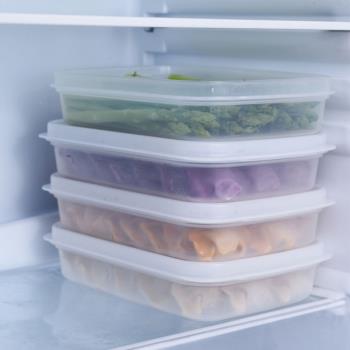 日本進口 密封餃子盒不沾速凍扁長型保鮮盒冰箱收納盒塑料解凍盒