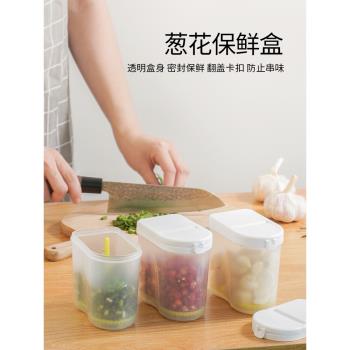 日本LEC 翻蓋保鮮盒蔥花盒防潮蔥姜收納盒瀝水盒塑料食品配料盒子