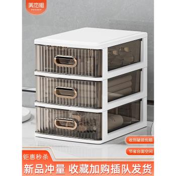 化妝品收納盒抽屜式梳妝臺桌面護膚品整理櫃輕奢辦公室多層置物架