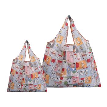 日本折疊便攜卡通超市購物袋大容量牛津布防水手提袋買菜包兩個裝