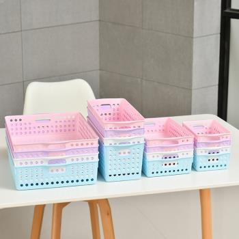 圓孔塑料收納筐桌面裝書文件置物箱廚整理盒學生衛生間藥品雜物籃