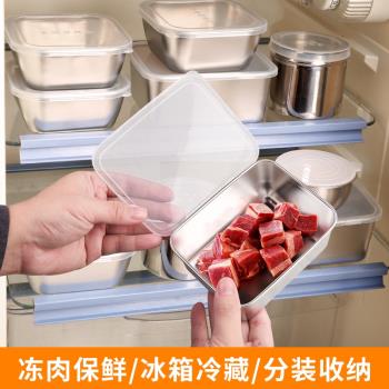 冰箱凍肉盒不銹鋼分格冷凍盒保鮮盒方形蔥姜蒜分裝盒圓形備菜盒子