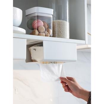 免打孔廚房用紙收納盒抽紙盒塑料家用無痕壁掛式紙巾架廁所紙巾盒