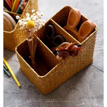 原態手工丨海草編織筆筒桌面雜物文具收納盒分隔分格類收納整理術