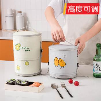 高度可調 圓形加厚隔熱圓桶保溫袋保暖上班族裝保溫桶的外保溫套