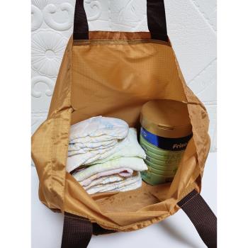 超大拉鏈環保袋購物袋可折疊收納超市便攜手提單肩袋小熊卡通防水