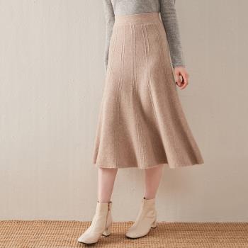 100%純羊毛中長款韓版加厚半身裙