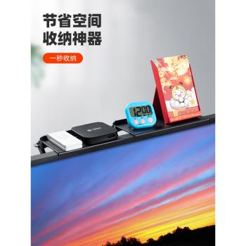 省空間電視上機頂盒置物架顯示器頂部免打孔路由器收納盒托架支架