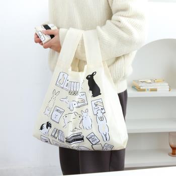 可愛治愈環保袋出口日本兔子可折疊超市購物袋手提袋便攜飯盒袋子