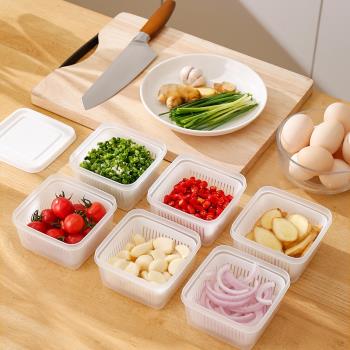 廚房蔥姜蒜收納盒冰箱蔥花保鮮盒瀝水圓形備菜盒食物水果食品專用