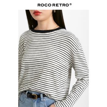 ROCO復古寬松長袖設計感上衣T恤