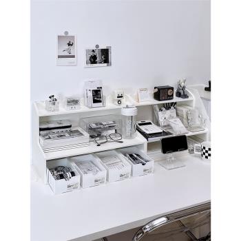 劉小誠桌面收納盒簡約學生ins化妝品宿舍辦公室筆透明書桌置物架