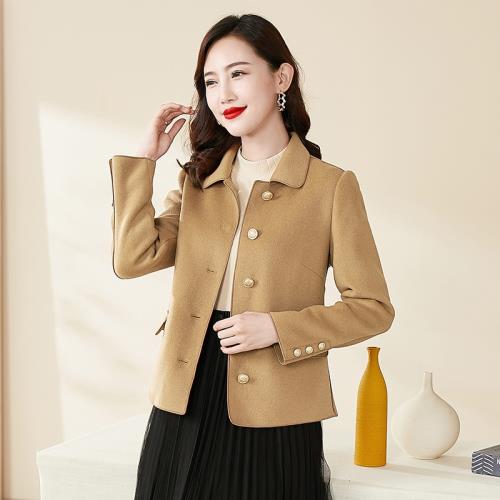 高級感秋冬新款POLO領氣質雙面呢短外套洋氣高貴短款羊毛呢子上衣