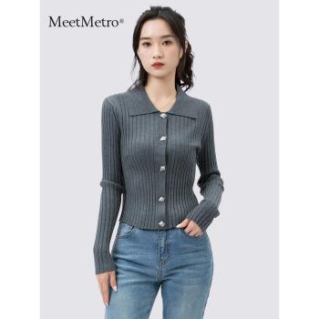 MeetMetro甜美修身顯瘦針織衫