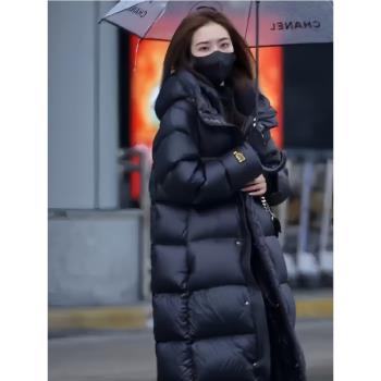 黑金長款秋冬季保暖外套羽絨服