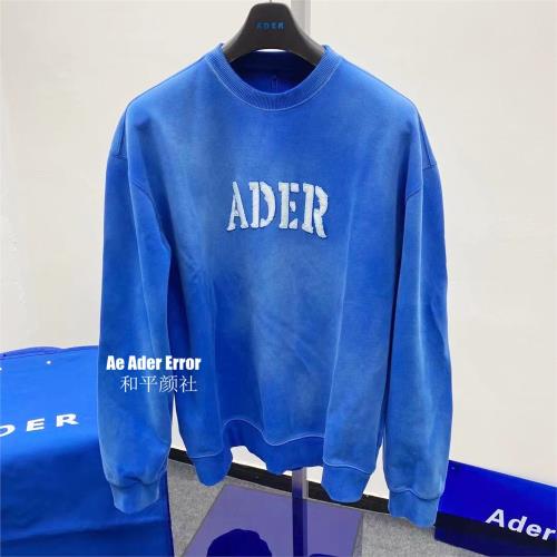 ADER JIL暈染牛仔色刺繡圓領長衛衣情侶男友風寬松FW ERROR潮牌風
