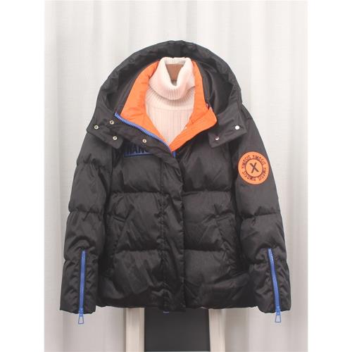 反季袖標羽絨服女短款可脫卸帽小個子寬松韓版時尚洋氣白鴨絨外套