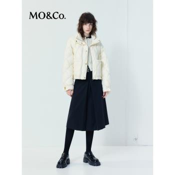 MOCO美拉德菱格紋高領短款羽絨服