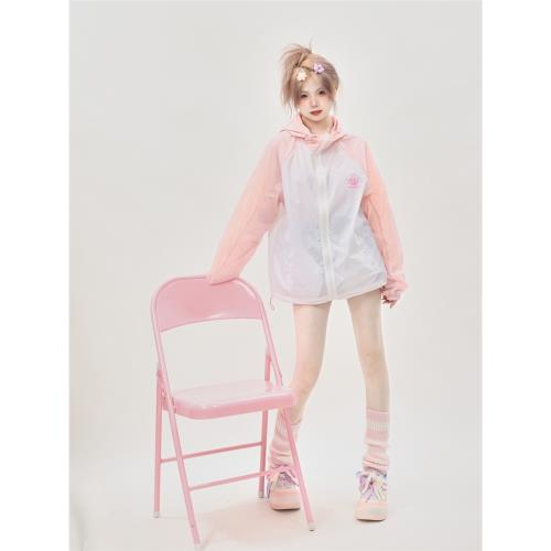 專業多巴胺穿搭粉色薄外套防曬衣