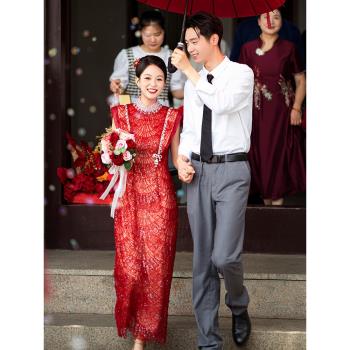 甜心 | 紅色旗袍敬酒服高級感復古改良新娘結婚訂婚禮服女新中式