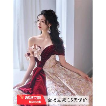 時髦顯瘦 甜美花朵蓬蓬裙新娘結婚禮服敬酒服婚紗晨袍批發19682
