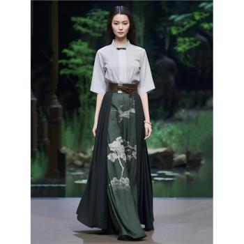 新中式改良日常成人明制漢服2023年夏季漢元素古典風馬面裙套裝女