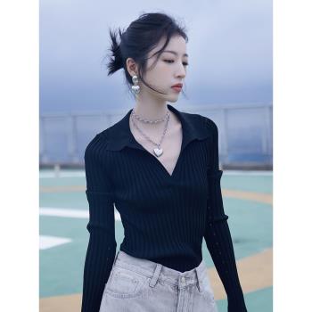 polo周雨彤同款明星花少V領上衣