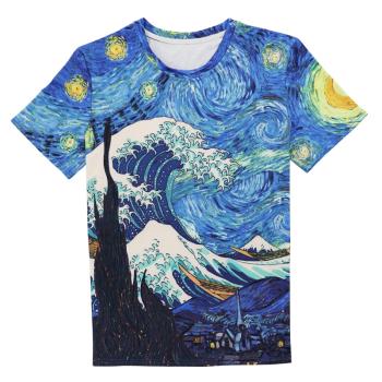 圖案星空海浪短袖個性歐美T恤