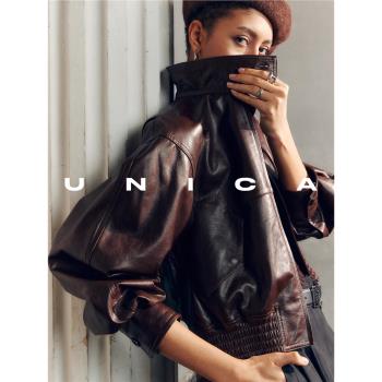 UNICA紫標鼎級時髦雙開設計皮衣